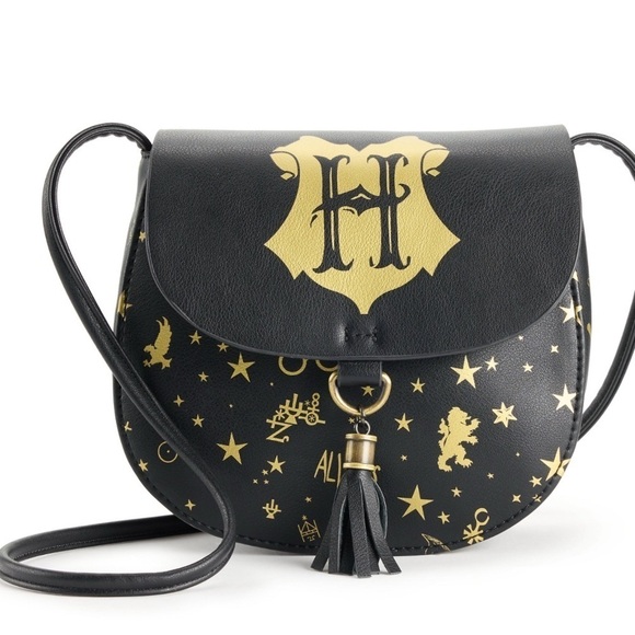 Warner Bros. Handbags - Harry potter Black and Gold Saddle Crossbody Bag with Emblem